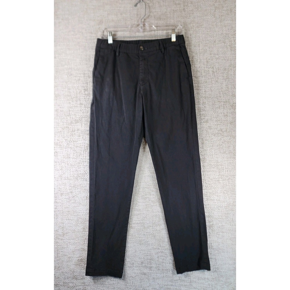 Bear Bottom Straight Leg Cotton Chino Pants Mens M Black Elastic Waist Stretch